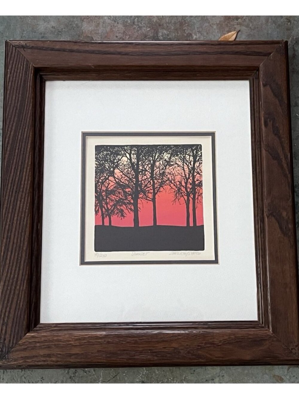 Richard Ehrlich Signed Lithograph Print Sunset Dark Wood Frame Numbered 93/250